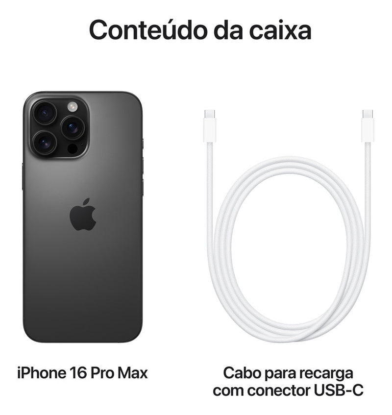 Apple iPhone 16 Pro Max (512 GB) - Titânio-preto - Distribuidor Autorizado