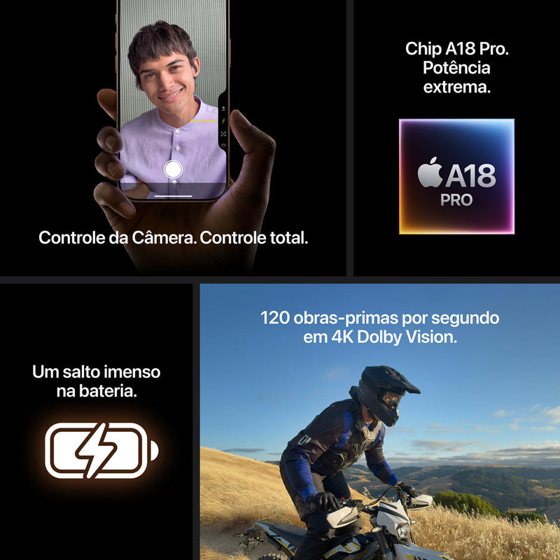 Apple iPhone 16 Pro Max (512 GB) - Titânio-preto - Distribuidor Autorizado