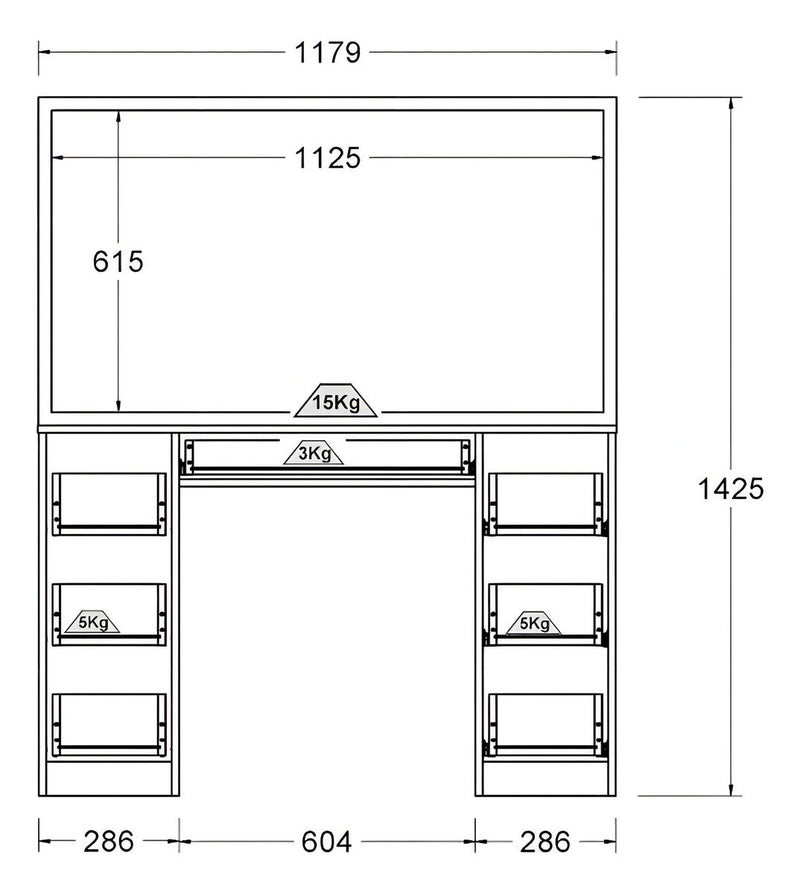Penteadeira Ditália Pe80 com Kit Luz Branco Cor Branco