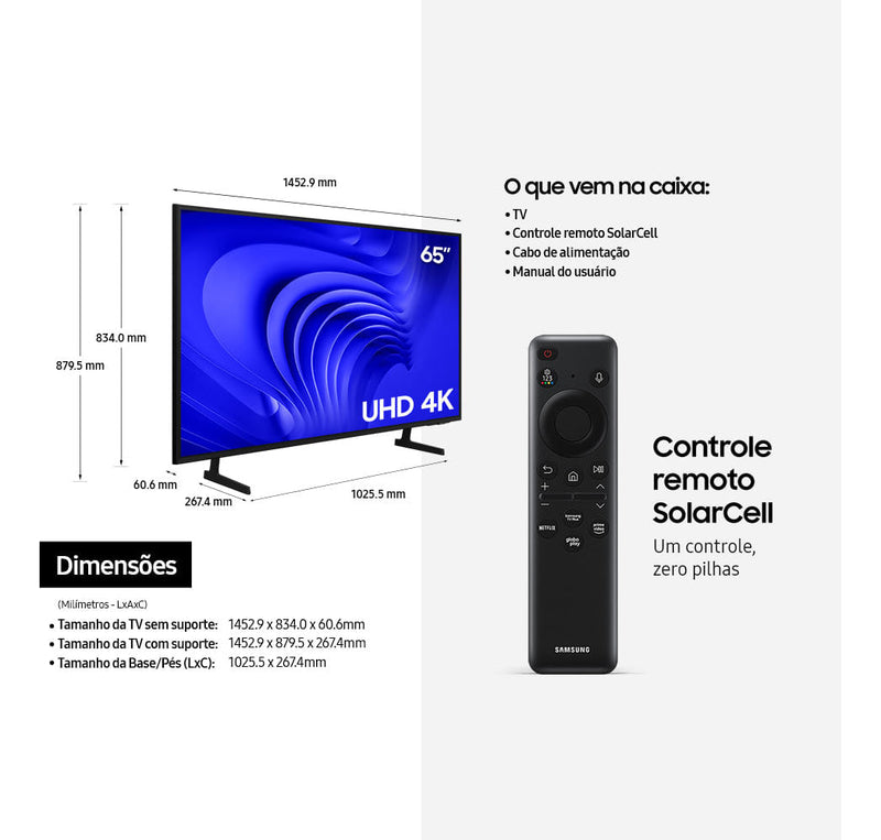 Smart Tv 65'' Crystal 65du7700 Uhd 4k 2024 Samsung