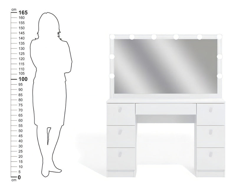 Penteadeira Ditália Pe80 com Kit Luz Branco Cor Branco
