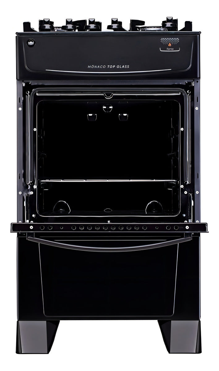 Fogão 4 Bocas À Gás Atlas Mônaco Top Glass Preto