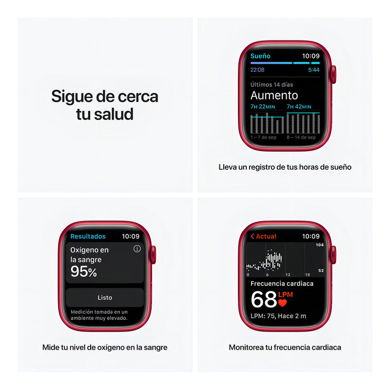 Apple Watch Series 7 (GPS, 1.772") - Caixa de alumínio vermelho - Pulseira esportiva vermelho