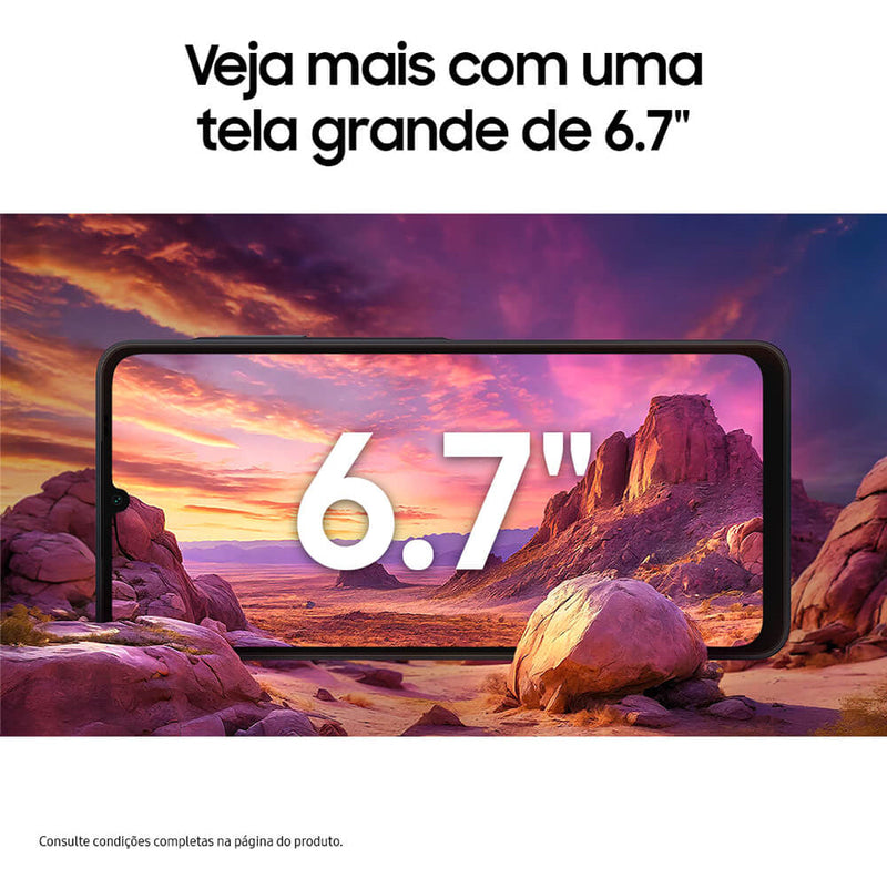 Smartphone Samsung Galaxy A06 4G 128GB 4GB RAM Dual Chip Câmera Traseira 50+2MP Frontal 8MP Tela 6,7" Android 14.0 Azul Escuro