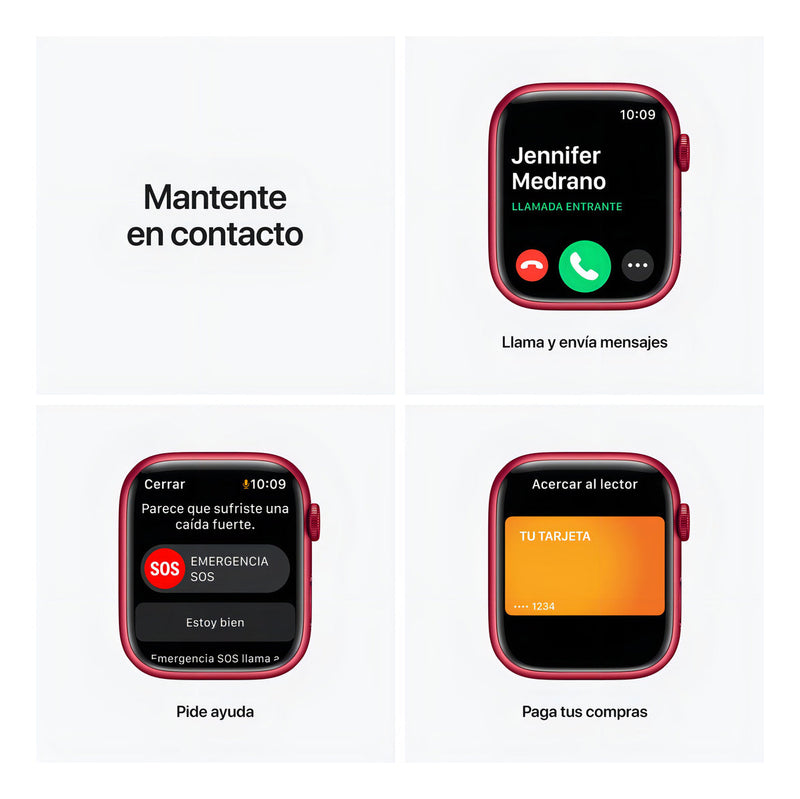 Apple Watch Series 7 (GPS, 1.772") - Caixa de alumínio vermelho - Pulseira esportiva vermelho