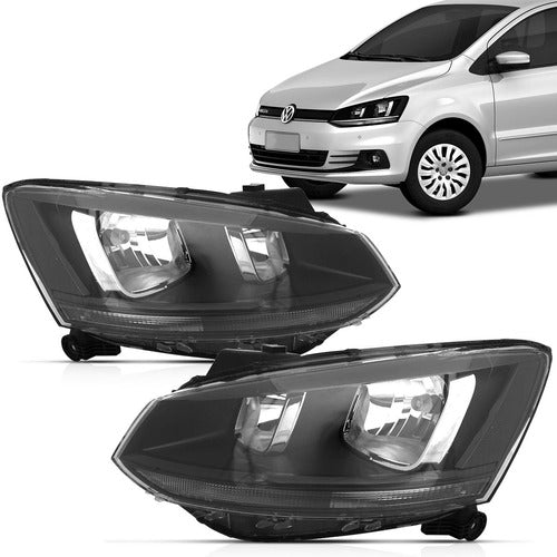 Farol Fox 15 16 17 2018 2019 Friso Preto Duplo Máscara Negra