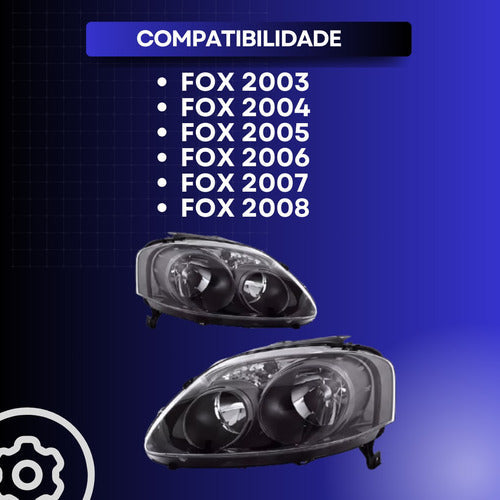 Par Farol Fox Foco Duplo Mascara Negra 2004 2007 2008 2009**