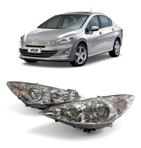 Par Farol Dianteiro Cromado Peugeot 408 2012 2013 2014 2015