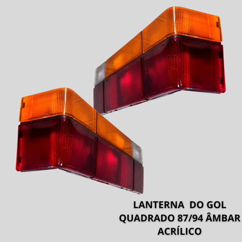 Par Lanterna Traseira Gol Quadrado 87/94 Tricolor