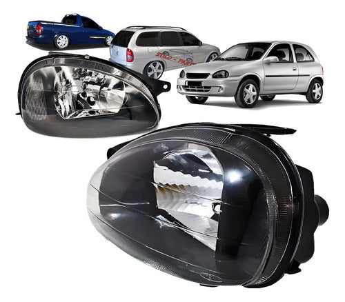 Par 2 Farol Mascara Negra Corsa Wind Sedan Wango 1994 A 2010