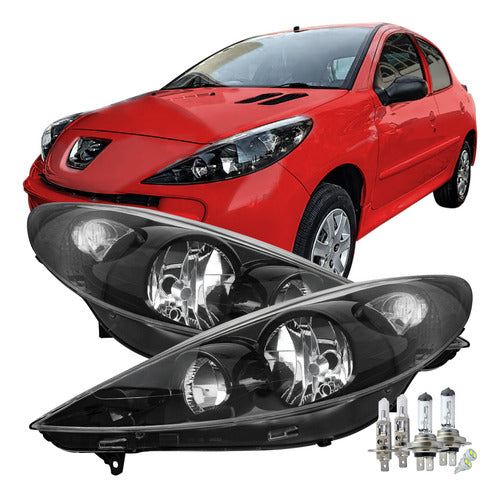 Par Farol Masc Negra +lâmp Peugeot 207 2006 07 À 14 Foco Dup