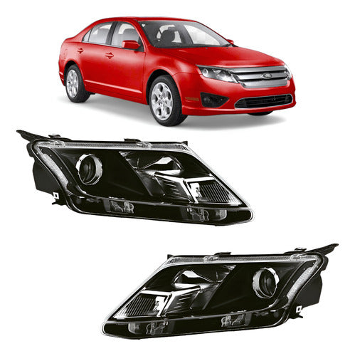 Par Farol Dianteiro Ford Fusion 2010 2011 2012 Mascara Negra