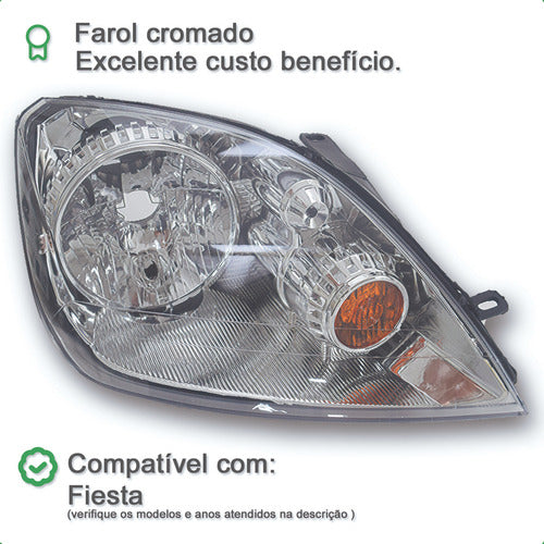 Farol Fiesta 2003 2004 2005 2006 2007 Hatch Sedan