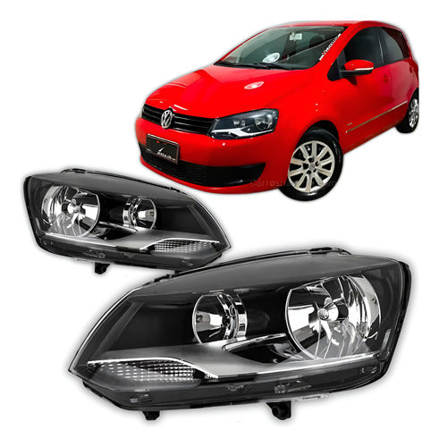 Par Farol Fox Spacefox 2010 A 2014 Mascara Negra Foco Duplo
